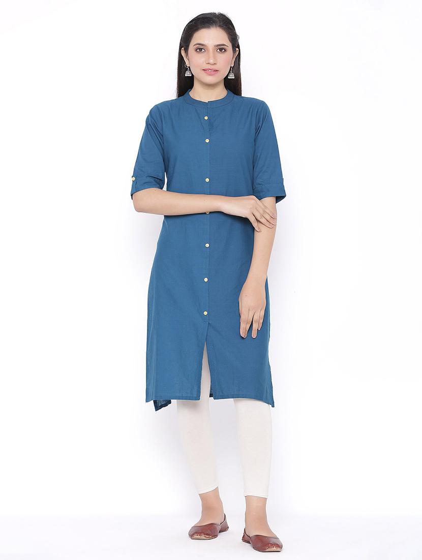 solid straight kurta - 17557736 - Zoom Image - 1