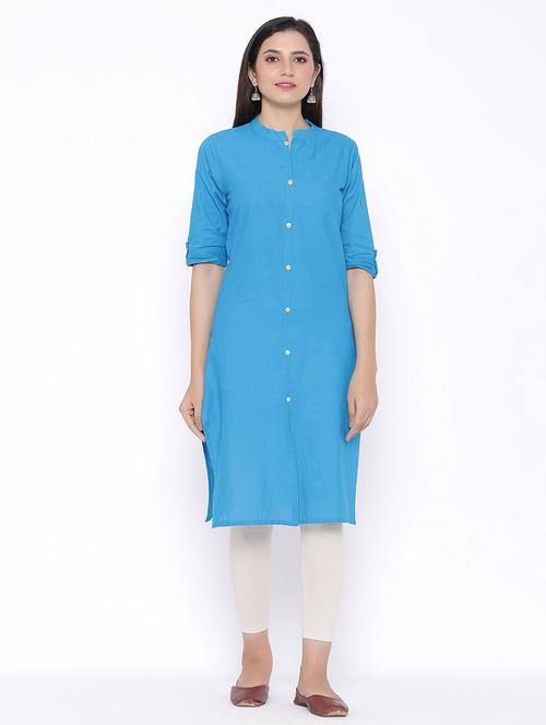 solid straight kurta - 17557737 - Standard Image - 1