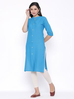 solid straight kurta - 17557737 - Standard Image - 2