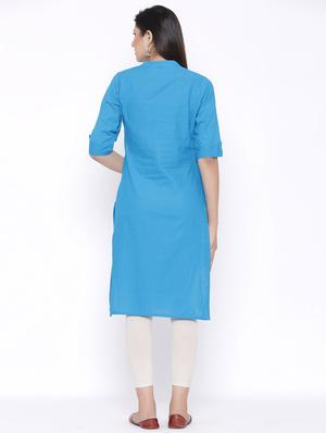 solid straight kurta - 17557737 - Standard Image - 3