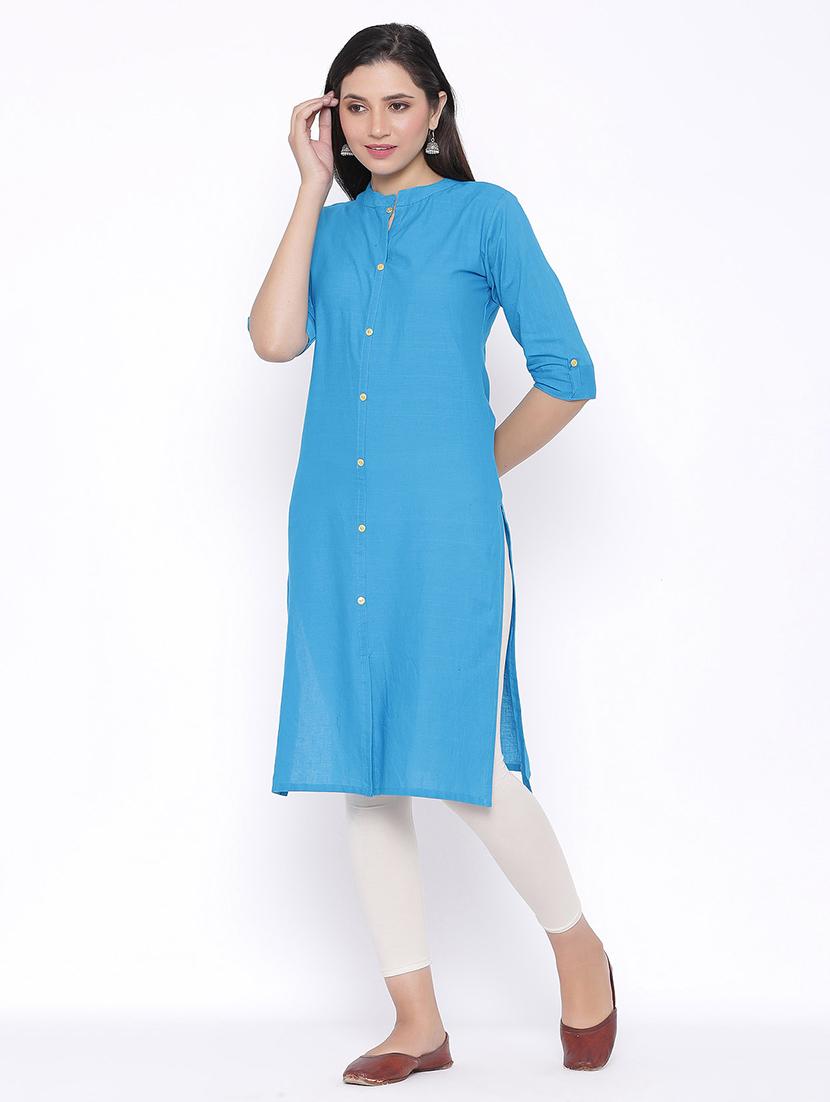 solid straight kurta - 17557737 - Zoom Image - 2