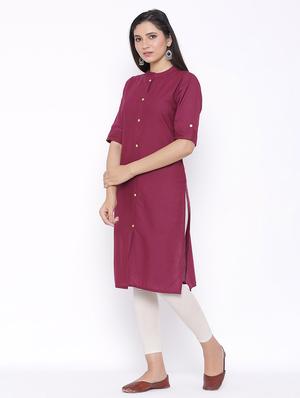 solid straight kurta - 17557738 - Standard Image - 2