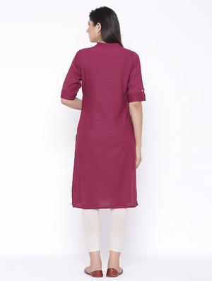 solid straight kurta - 17557738 - Standard Image - 3