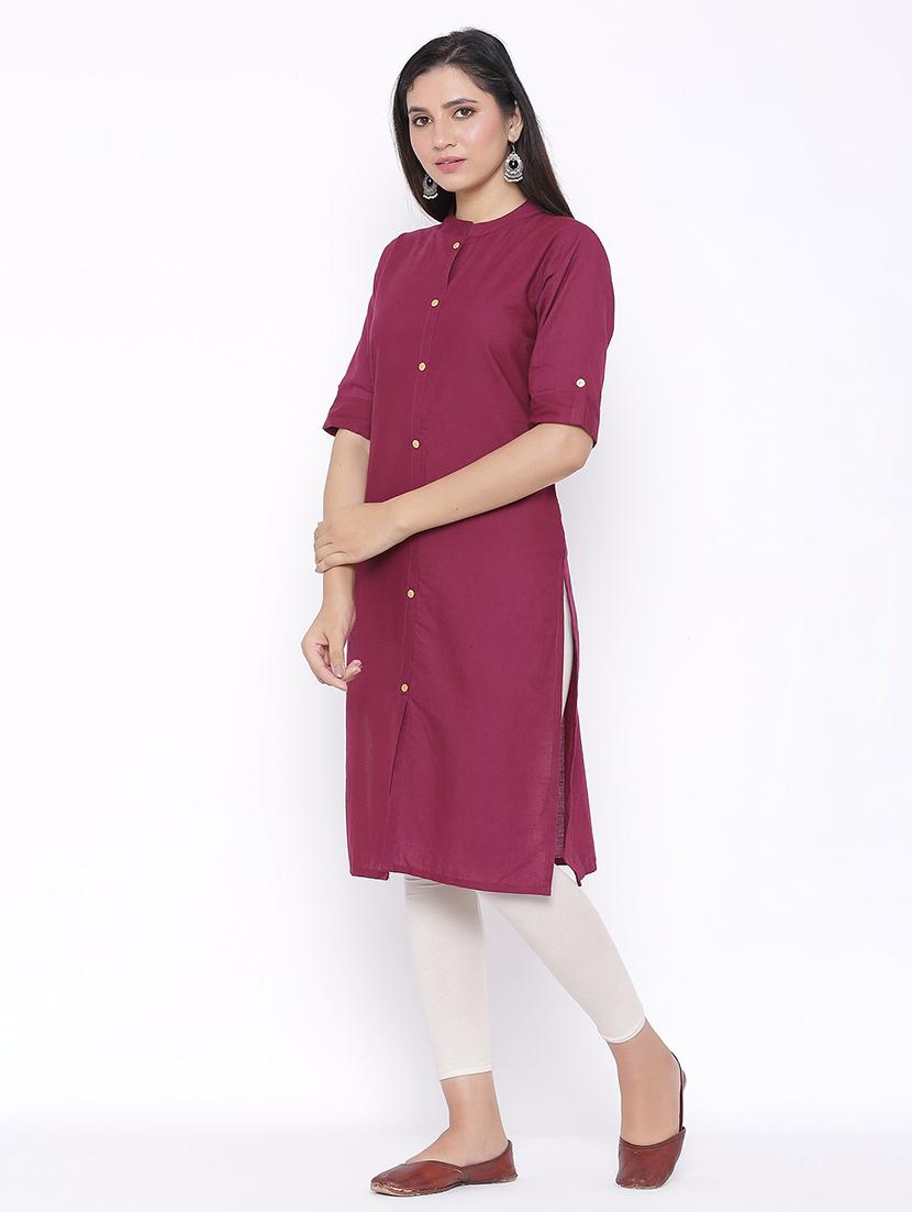 solid straight kurta - 17557738 - Zoom Image - 2