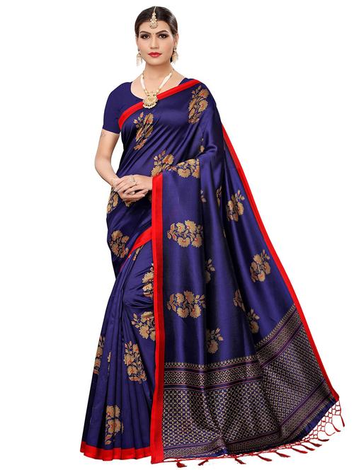 floral printed saree with blouse - 17557829 - Very Small Image - 1