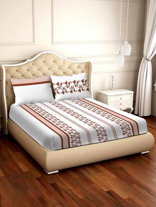barcelona double bedsheet set super king size 250 tc cotton brown colour - 17558124 - Standard Image - 1