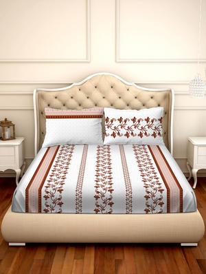 barcelona double bedsheet set super king size 250 tc cotton brown colour - 17558124 - Standard Image - 2