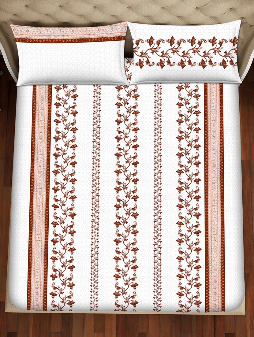 barcelona double bedsheet set super king size 250 tc cotton brown colour - 17558124 - Zoom Image - 3