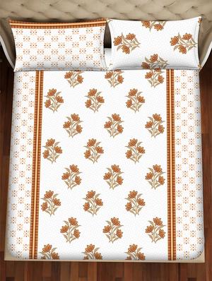 barcelona double bedsheet set super king size 250 tc cotton orange colour - 17558127 - Standard Image - 3