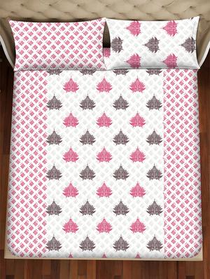 barcelona double bedsheet set super king size 250 tc cotton pink colour - 17558132 - Standard Image - 3