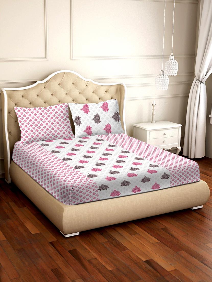 barcelona double bedsheet set super king size 250 tc cotton pink colour - 17558132 - Zoom Image - 1