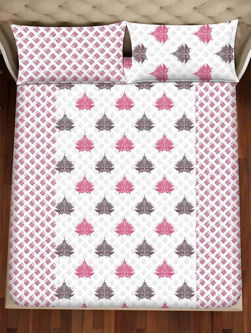 barcelona double bedsheet set super king size 250 tc cotton pink colour - 17558132 - Zoom Image - 3