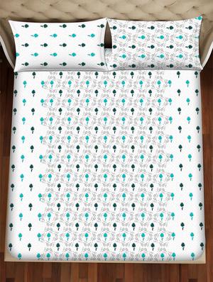 barcelona double bedsheet set super king size 250 tc cotton blue colour - 17558135 - Standard Image - 3