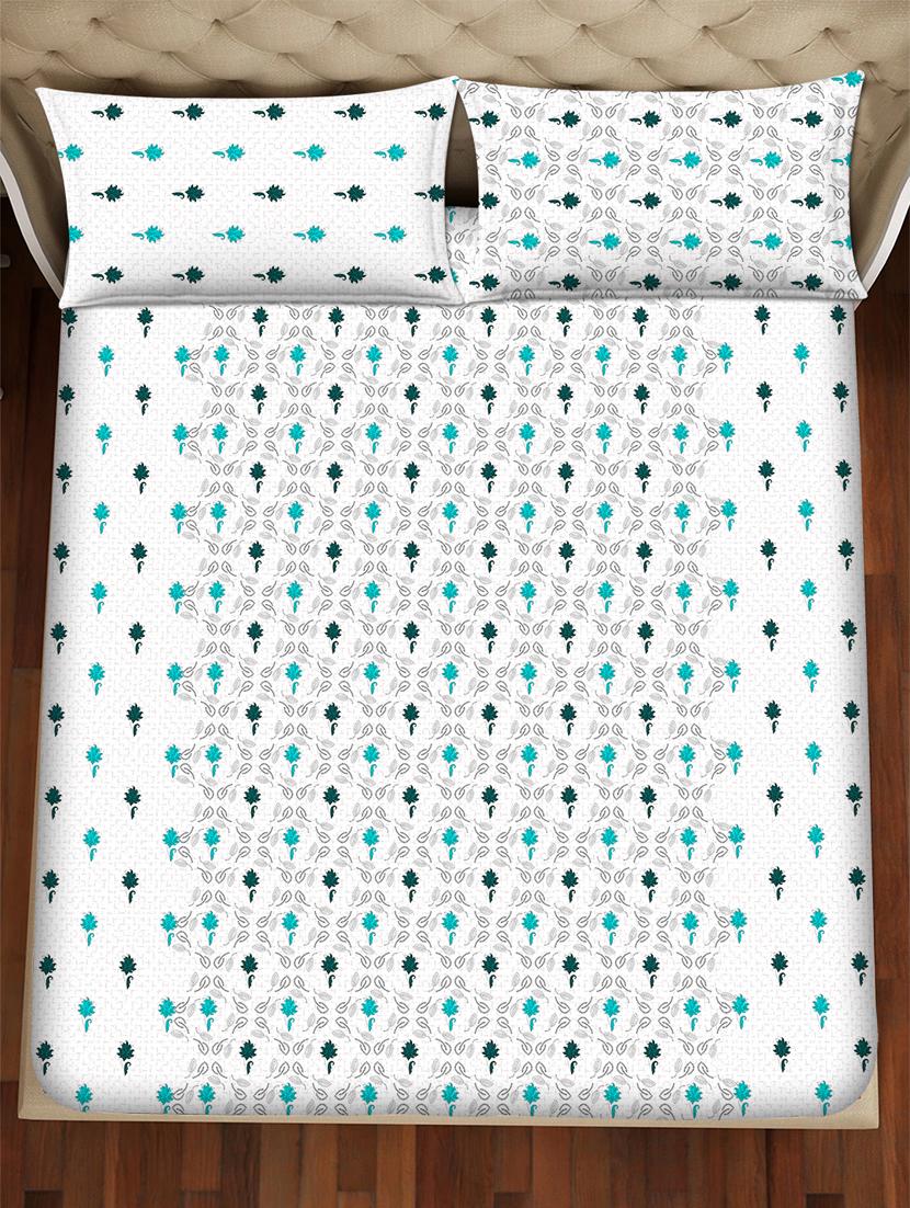 barcelona double bedsheet set super king size 250 tc cotton blue colour - 17558135 - Zoom Image - 3