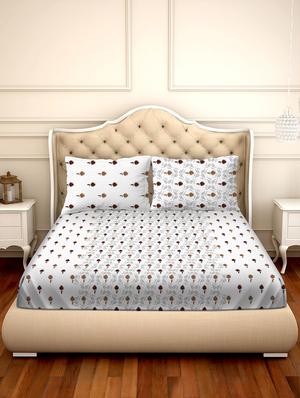 barcelona double bedsheet set super king size 250 tc cotton brown colour - 17558136 - Standard Image - 2
