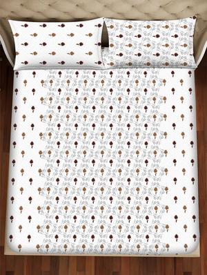 barcelona double bedsheet set super king size 250 tc cotton brown colour - 17558136 - Standard Image - 3