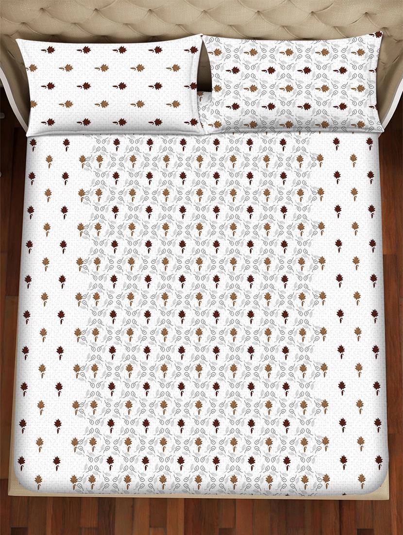 barcelona double bedsheet set super king size 250 tc cotton brown colour - 17558136 - Zoom Image - 3