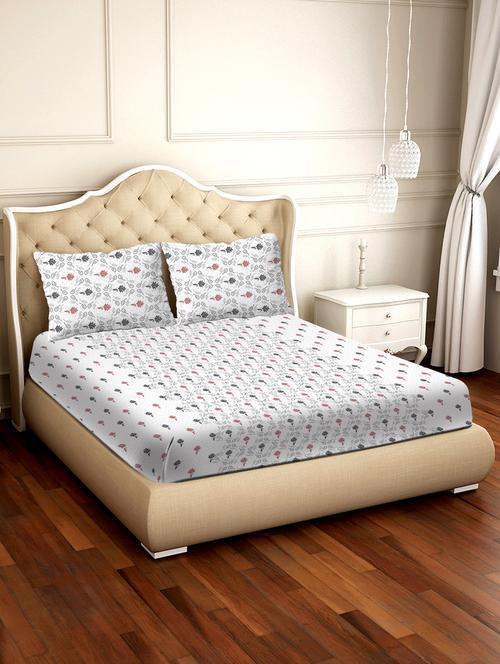 barcelona double bedsheet set super king size 250 tc cotton grey colour - 17558137 - Standard Image - 1