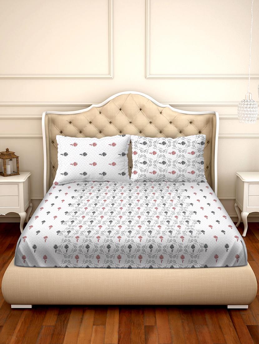barcelona double bedsheet set super king size 250 tc cotton grey colour - 17558137 - Zoom Image - 2
