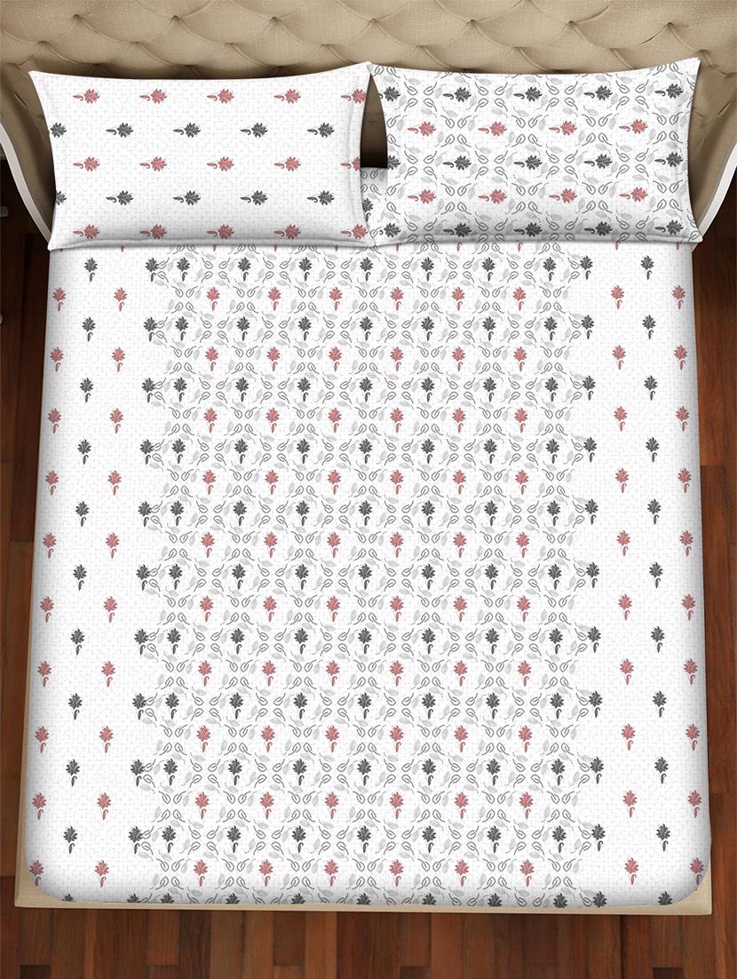 barcelona double bedsheet set super king size 250 tc cotton grey colour - 17558137 - Zoom Image - 3