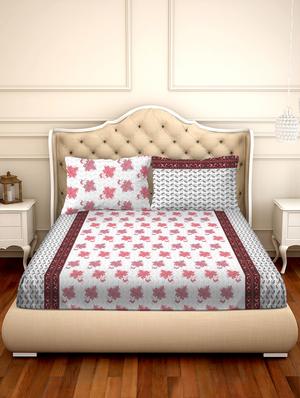 barcelona double bedsheet set super king size 250 tc cotton pink colour - 17558138 - Standard Image - 2