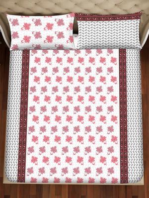 barcelona double bedsheet set super king size 250 tc cotton pink colour - 17558138 - Standard Image - 3