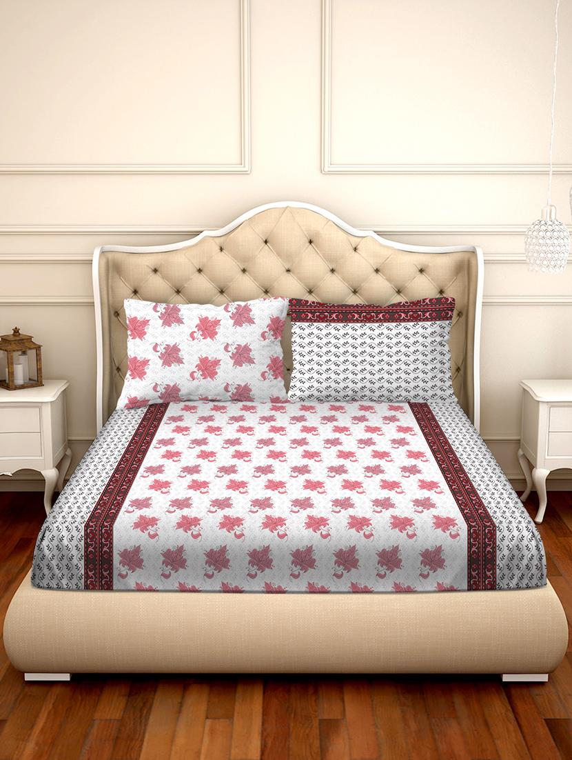 barcelona double bedsheet set super king size 250 tc cotton pink colour - 17558138 - Zoom Image - 2