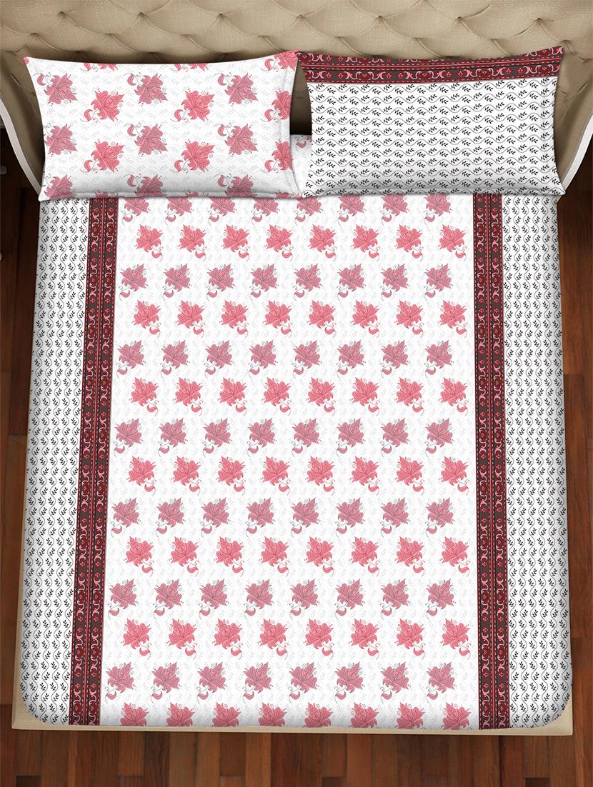 barcelona double bedsheet set super king size 250 tc cotton pink colour - 17558138 - Zoom Image - 3