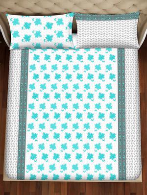 barcelona double bedsheet set super king size 250 tc cotton blue colour - 17558139 - Standard Image - 3