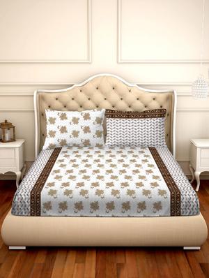 barcelona double bedsheet set super king size 250 tc cotton brown colour - 17558141 - Standard Image - 2