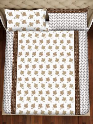 barcelona double bedsheet set super king size 250 tc cotton brown colour - 17558141 - Standard Image - 3