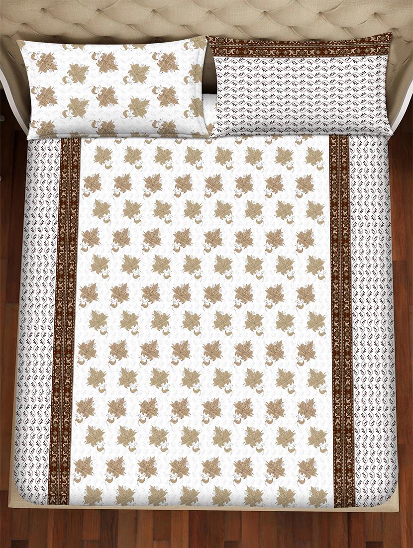barcelona double bedsheet set super king size 250 tc cotton brown colour - 17558141 - Zoom Image - 3