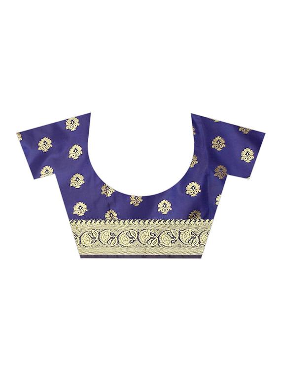 navy art silk kanjivaram saree with blouse - 17558144 - Zoom Image - 4