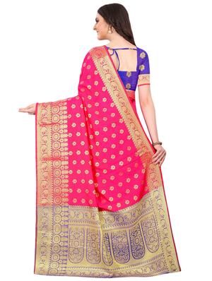 navy kanjivaram saree with blouse - 17558145 - Standard Image - 2