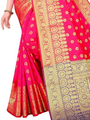 navy kanjivaram saree with blouse - 17558145 - Standard Image - 3