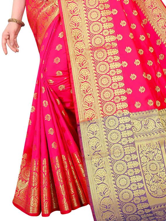 navy kanjivaram saree with blouse - 17558145 - Zoom Image - 3