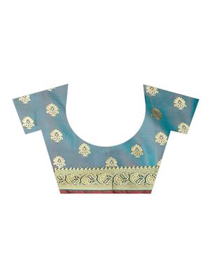 navy kanjivaram saree with blouse - 17558146 - Standard Image - 4