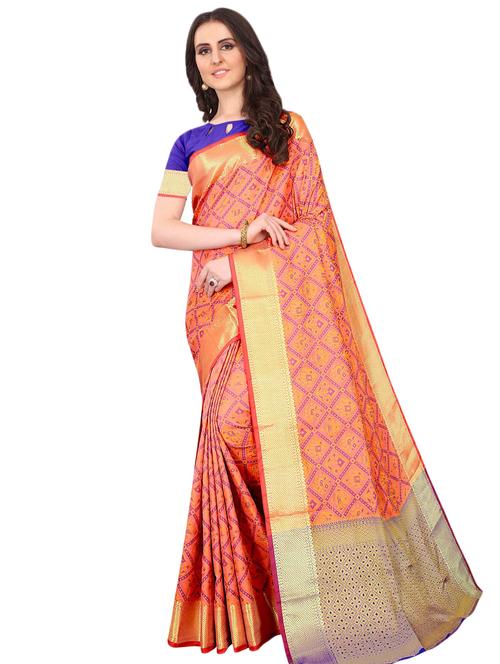 navy kanjivaram saree with blouse - 17558147 - Standard Image - 1