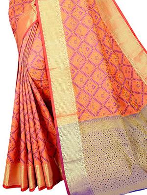 navy kanjivaram saree with blouse - 17558147 - Standard Image - 3