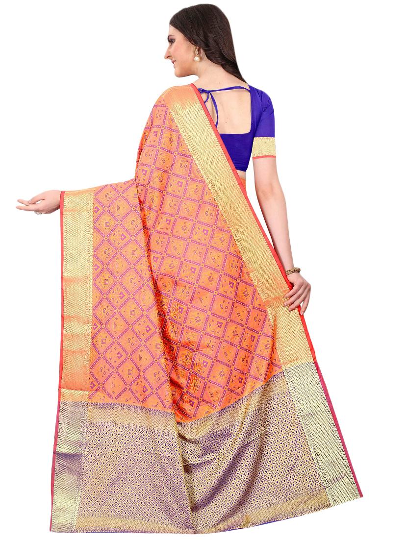 navy kanjivaram saree with blouse - 17558147 - Zoom Image - 2