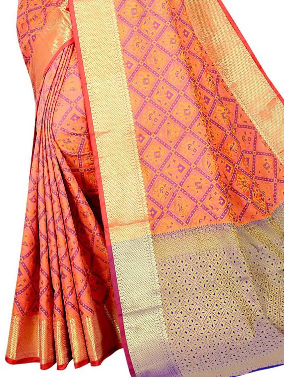 navy kanjivaram saree with blouse - 17558147 - Zoom Image - 3