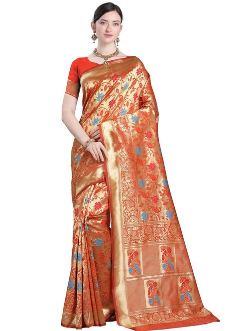 jacquard kanjivaram saree with blouse - 17558152 - Standard Image - 1