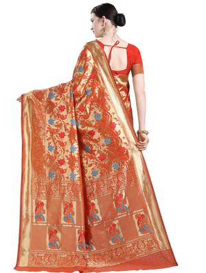jacquard kanjivaram saree with blouse - 17558152 - Standard Image - 2