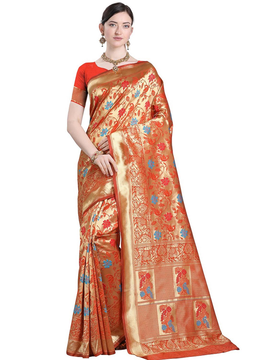 jacquard kanjivaram saree with blouse - 17558152 - Zoom Image - 1