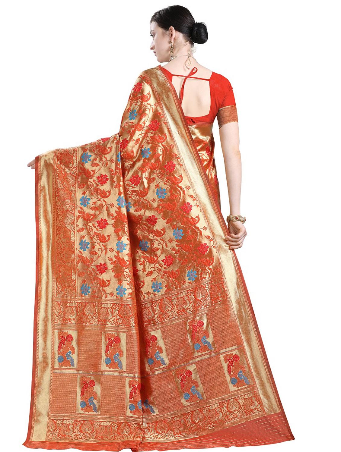 jacquard kanjivaram saree with blouse - 17558152 - Zoom Image - 2