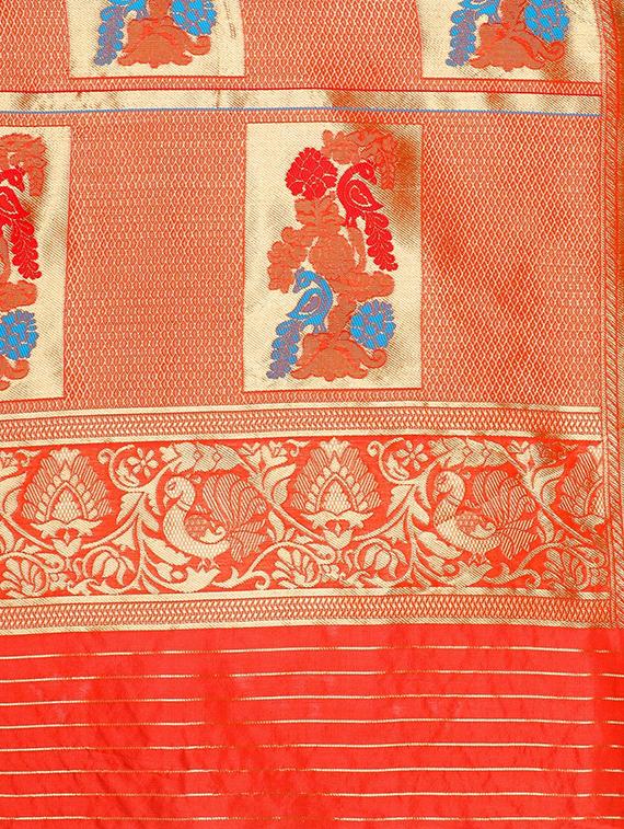 jacquard kanjivaram saree with blouse - 17558152 - Zoom Image - 4