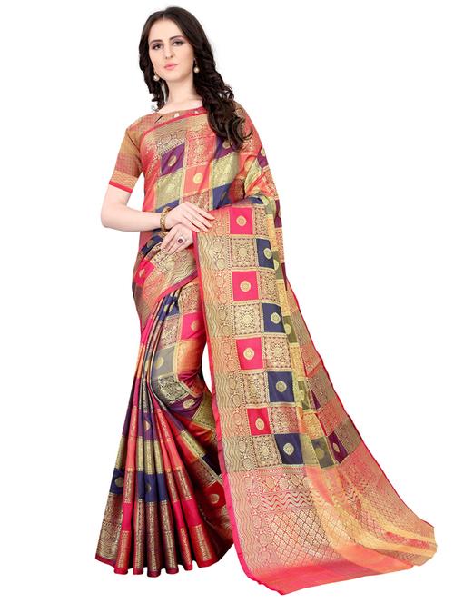 jacquard kanjivaram saree with blouse - 17558155 - Standard Image - 1