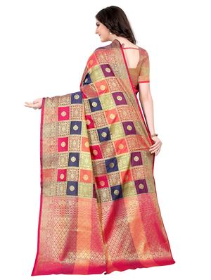 jacquard kanjivaram saree with blouse - 17558155 - Standard Image - 2