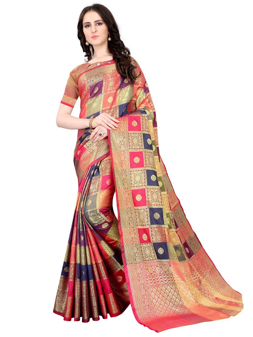 jacquard kanjivaram saree with blouse - 17558155 - Zoom Image - 1