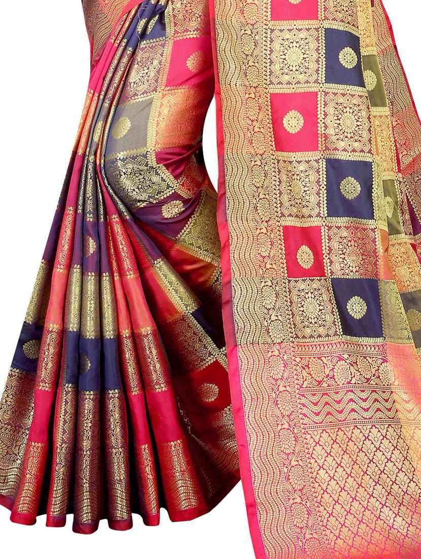 jacquard kanjivaram saree with blouse - 17558155 - Zoom Image - 3